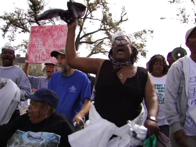 A group of people gather at a protest.